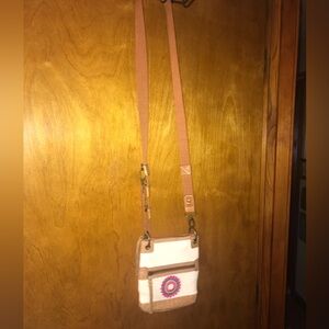 The Sak Santa Barbara Crossbody Bag Tan Cream Leather Boho Purse Retro Y2K
